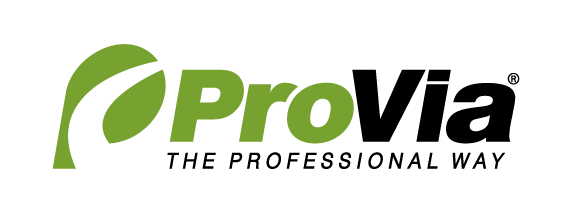 The provia logo is green and black and says the professional way