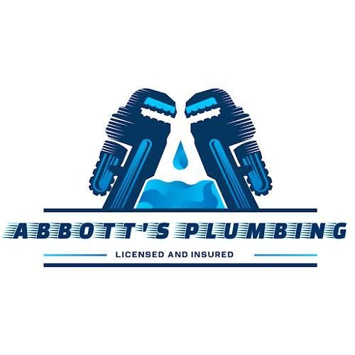 Logo for Abbott's Plumbing featuring two wrenches, water droplet, and company name. Licensed and insured.