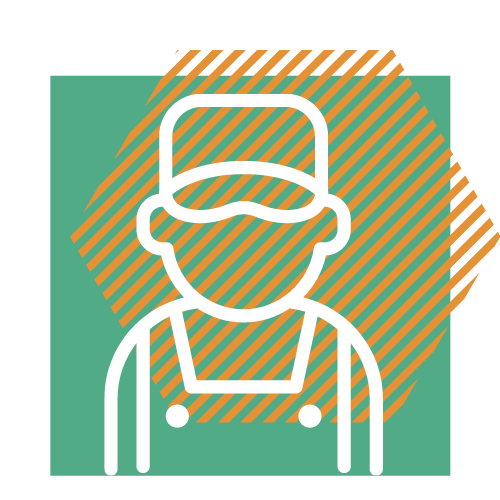 An icon of a man wearing a hat and apron.