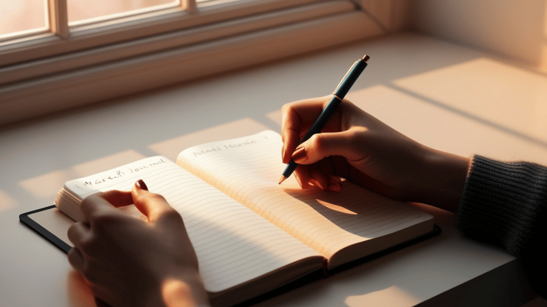 Person practicing self-reflection during individual counseling for life transitions.
