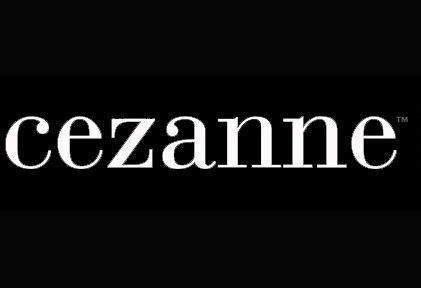 The cezanne logo is white on a black background.