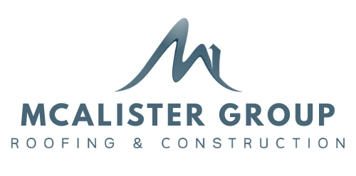 A logo for roofing and construction with a letter m on a white background.