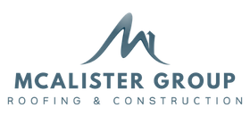 A logo for roofing and construction with a letter m on a white background.