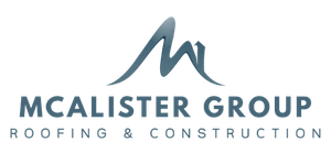 A logo for roofing and construction with a letter m on a white background.