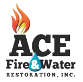 A logo for ace fire & water restoration inc.