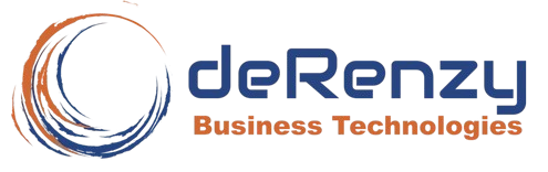 A blue and orange logo for de renzy business technologies