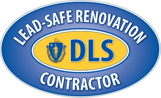 A blue and yellow logo for a lead-safe renovation contractor