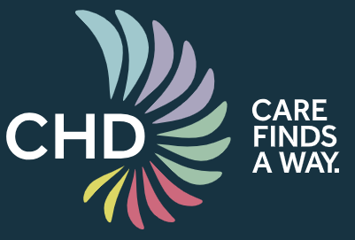 A logo for chd that says care finds a way
