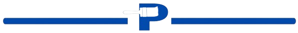 A blue and white striped object with a letter p on it.