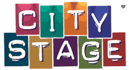 The city stage logo is made up of colorful squares