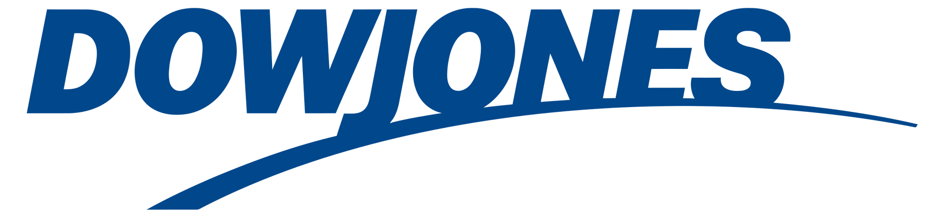 A blue and white logo for dow jones on a white background