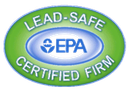 A lead safe epa certified firm logo on a white background
