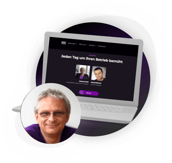 Bild mit Notebook und Geschäftsführer Markus Preinl