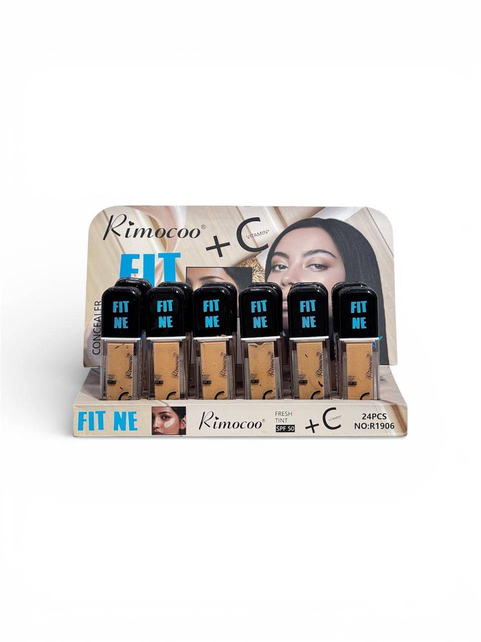 Exhibición de frascos de base de maquillaje Kimicoo Fit Me + C.