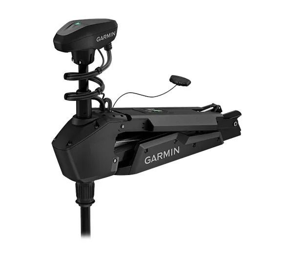 A garmin trolling motor is shown on a white background.