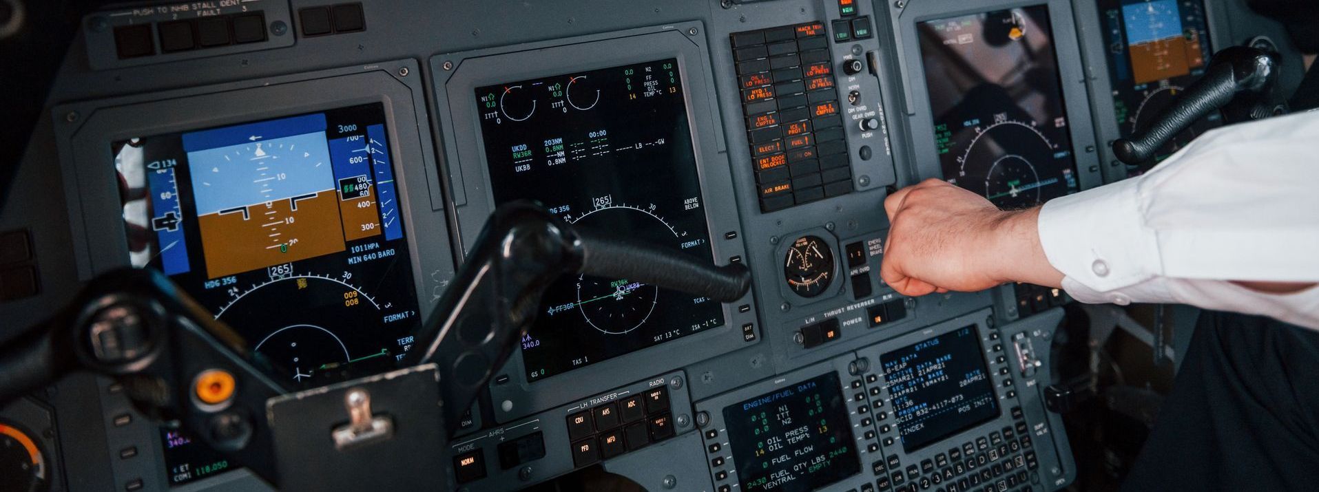 close up of pilot in cockpit