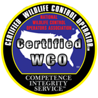 A logo for a certified wildlife control operator