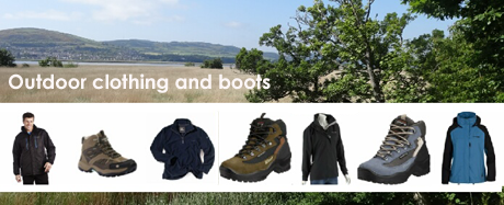 A range of outdoor clothing and boots specifically recommended for birdwatching