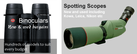 A range of binoculars and telescopes recommended for birdwatching