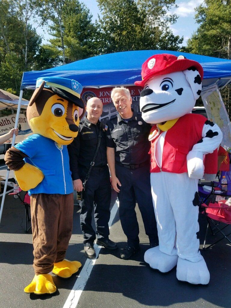 Men With Marshall & Chase Mascot — Delmar, NY — Zing-A-Gram Event Planning