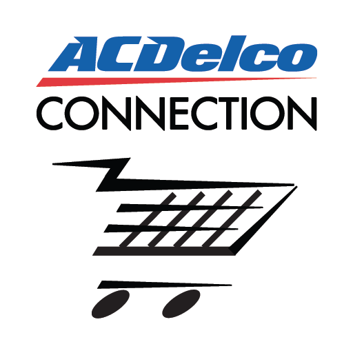 A logo for acdelco connection with a shopping cart.