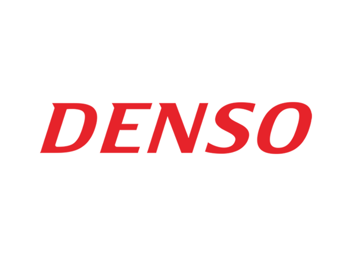 A red denso logo on a white background