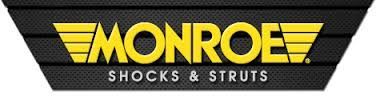 A monroe shocks and struts logo on a black background