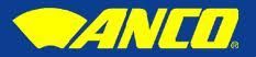A yellow and blue logo for anco on a blue background