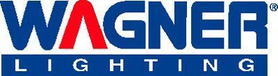 A blue and red logo for wagner lighting