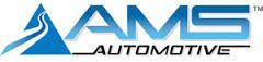 A ams automotive logo with a blue triangle on a white background.