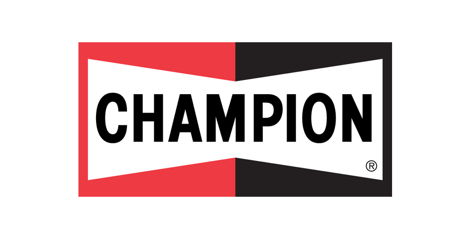 The champion logo is red and black with a white background.