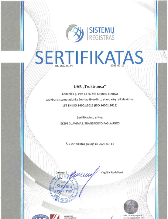 truktransa sertifikatas