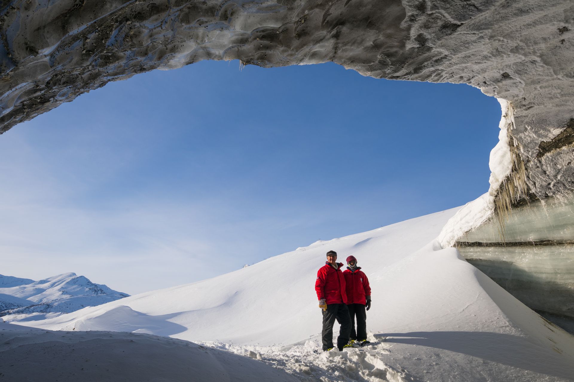 Castner glacier also known as Castner Ice Cave is an easy beautiful guided hike just south of the lodge.