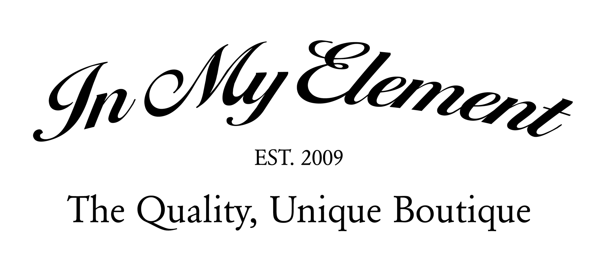 The logo for in my element the quality , unique boutique