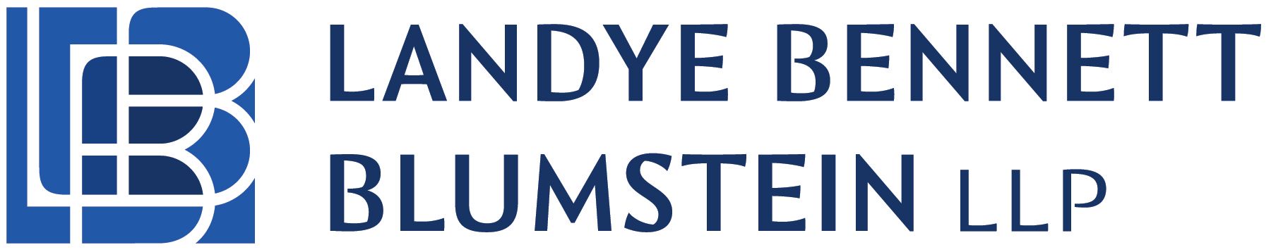 A blue and white logo for landye bennett blumstein llp