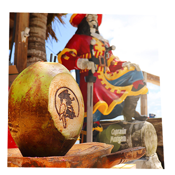 Captain Hirams Resort Image of Pirate and Coconut