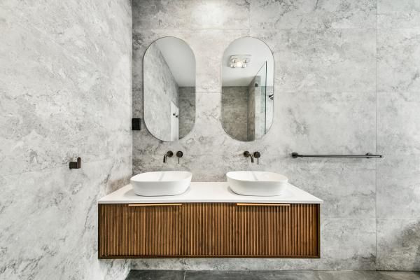 A Bathroom with Two Sinks and Two Mirrors | Mid-North Coast, NSW | BDM Constructions