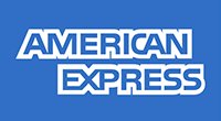 American Express logo: white text on blue background.
