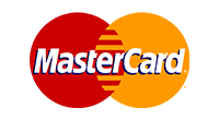 Mastercard logo: overlapping red and orange circles with the word 