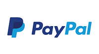 PayPal logo: Blue and white wordmark with two 