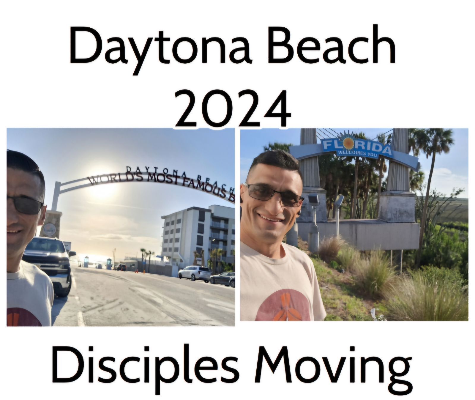 Two men are standing next to each other in daytona beach florida.