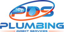 JDS Plumbing logo in blue, orange, and gray with a swoosh design and the words “PLUMBING” and “PRIDE”