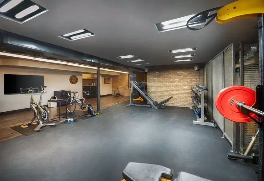 There are a lot of exercise equipment in this gym.