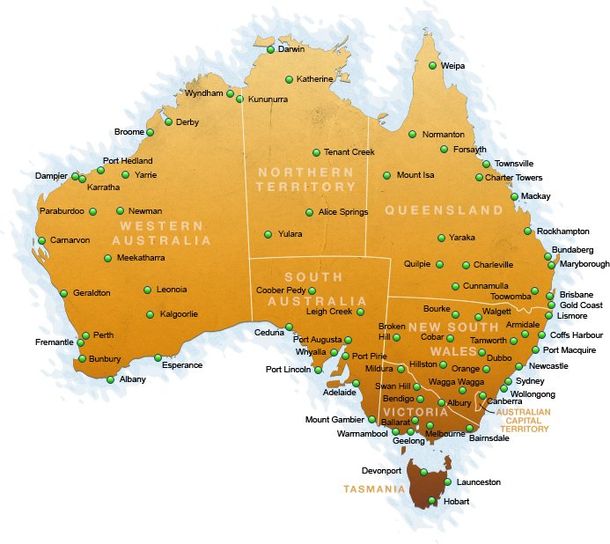 Map of Australian logistics network