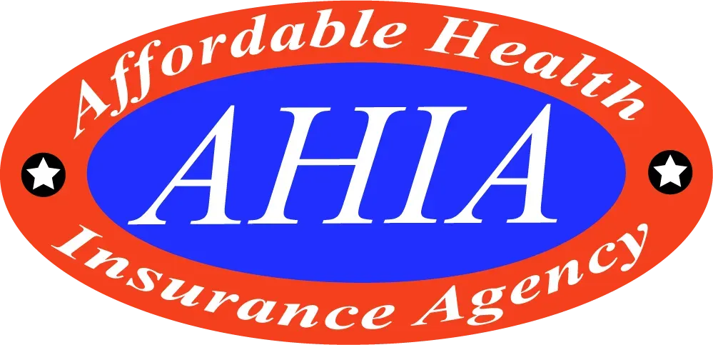 AHIA logo with text "Affordable Health Insurance Agency" in red and blue oval.