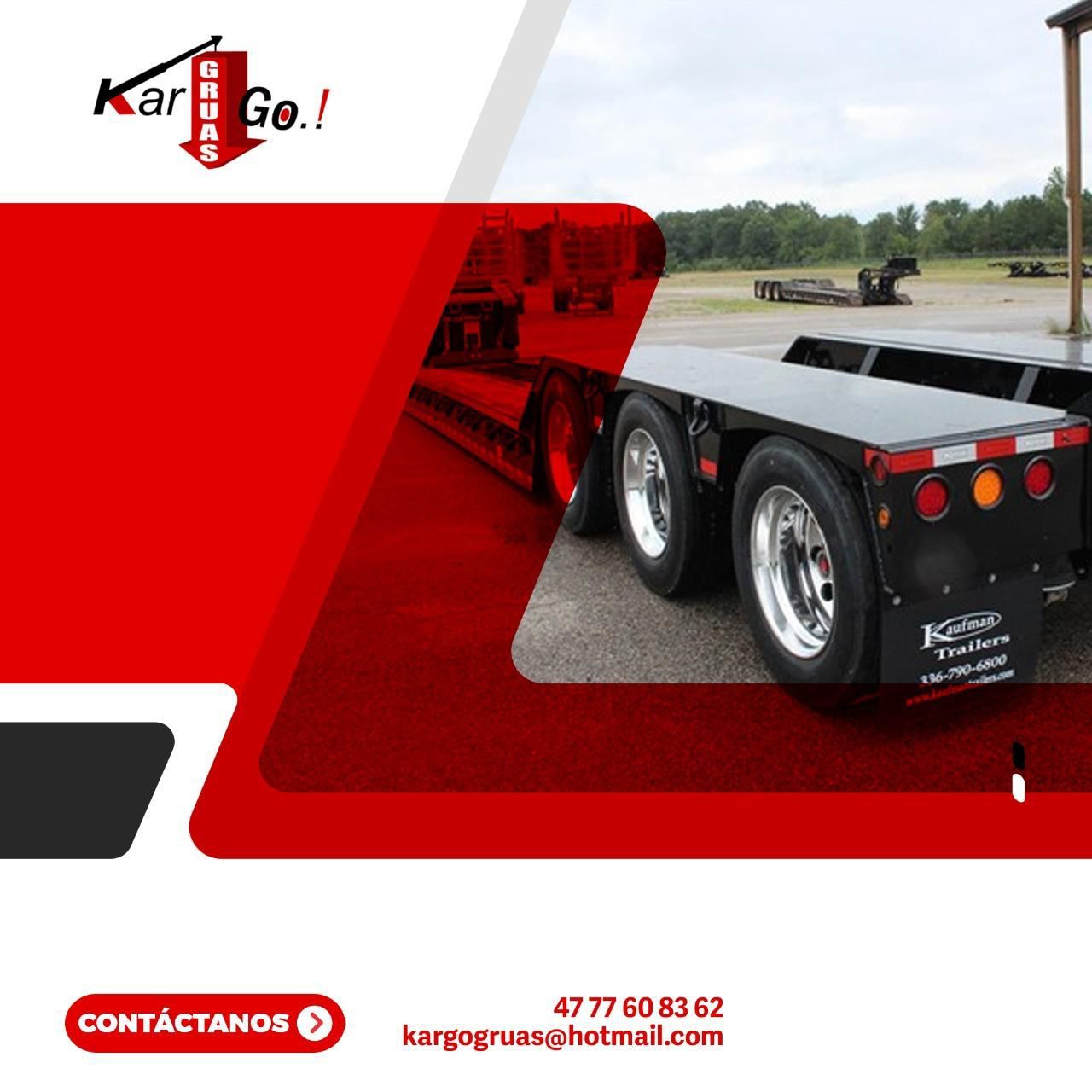 Un anuncio rojo y negro de Kar Go.