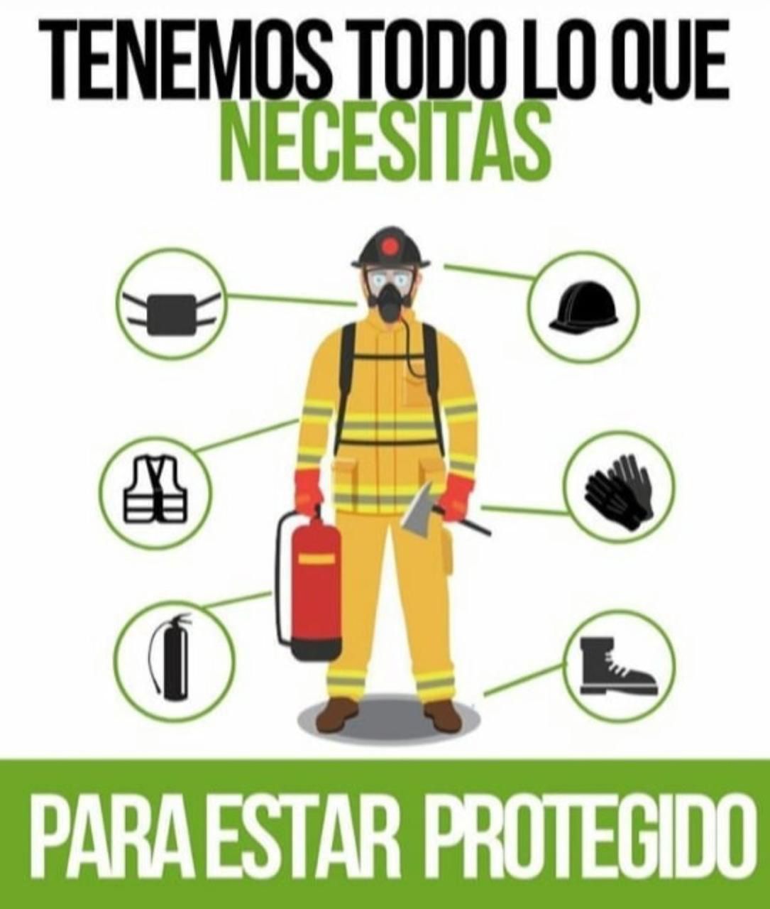 Una ilustración de un bombero sosteniendo un extintor de incendios.