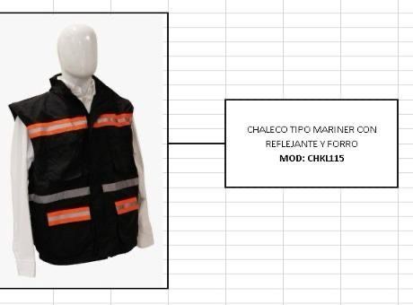 Un chaleco negro con rayas naranjas está sobre un maniquí.