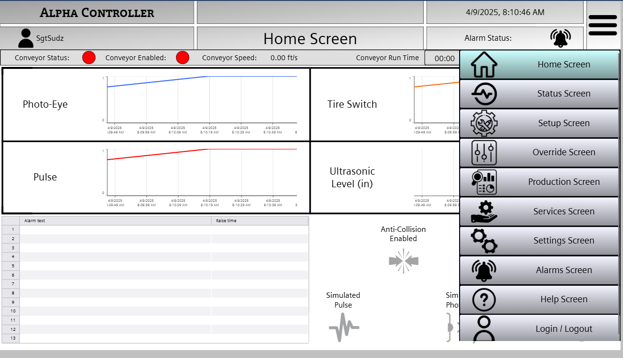 A screen shot of an Alpha One car wash controller interface
