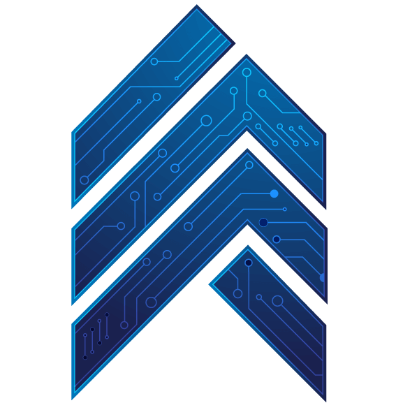 half of sergeant sudz logo icon of lightbulb with lightning bolt - light and dark blue vertically stacked